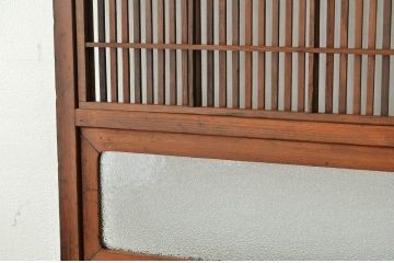 ★古民具・骨董 ダイヤガラスの格子戸2枚セット(裏障子入り)引き戸・建具