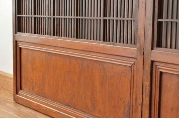 ★古民具・骨董 ダイヤガラスの格子戸2枚セット(裏障子入り)引き戸・建具