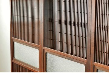 古民具・骨董 細身で上質なダイヤガラス格子戸4枚セット(裏障子付き)引き戸