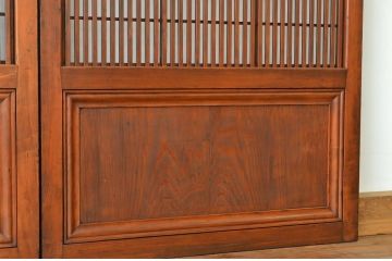 古民具・骨董 細身で上質なダイヤガラス格子戸4枚セット(裏障子付き)引き戸