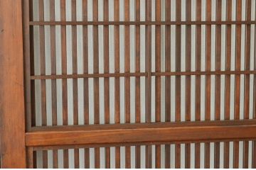 古民具・骨董 細身で上質なダイヤガラス格子戸4枚セット(裏障子付き)引き戸