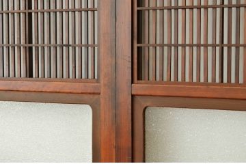 古民具・骨董 細身で上質なダイヤガラス格子戸4枚セット(裏障子付き)引き戸