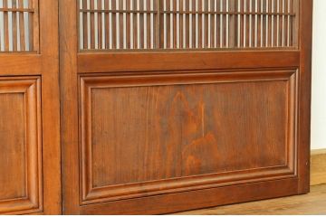 古民具・骨董 細身で上質なダイヤガラス格子戸4枚セット(裏障子付き)引き戸