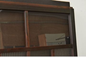 古民具・骨董 古い木のモールとダイヤのガラス引き戸2枚セット(ガラス戸)