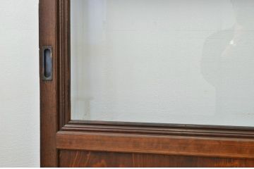 ★古民具・骨董 古い木のガラス入り帯戸2枚セット(ガラス帯戸、引き戸・ガラス戸)
