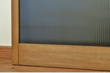 アンティーク 古い木のモールガラス引き戸2枚(ガラス戸・扉)
