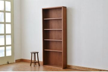 アンティーク家具　★人気の薄型!古い木の縦型飾り棚(本棚)アンティーク