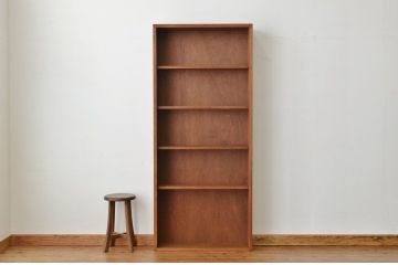 アンティーク家具　★人気の薄型!古い木の縦型飾り棚(本棚)アンティーク