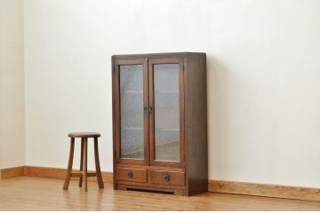アンティーク家具　アンティーク 上質な結霜ガラス本箱(収納棚・書棚)
