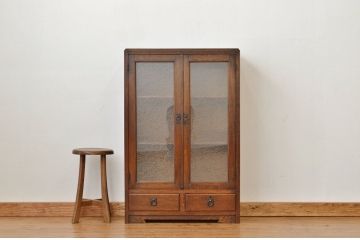 アンティーク家具　アンティーク 上質な結霜ガラス本箱(収納棚・書棚)
