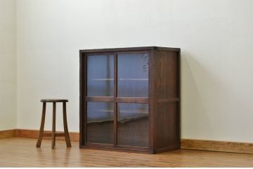 アンティーク家具　アンティーク 古い木の使い込まれた収納棚(食器棚)