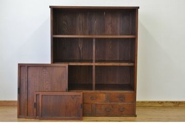 アンティーク家具　古民具・骨董 特大前面欅のアンティーク収納棚(茶箪笥)