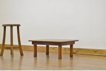 アンティーク家具　古い木の小さなアンティーク角ちゃぶ台(テーブル)