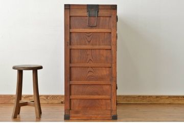 アンティーク家具　古民具・骨董　総欅!玉杢の贅を尽くした造り込みの帳場箪笥(たんす・タンス)