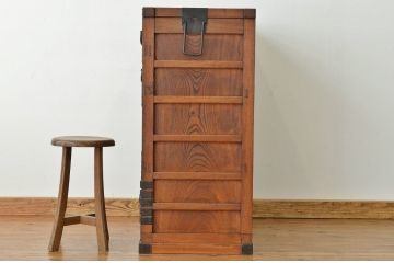 アンティーク家具　古民具・骨董　総欅!玉杢の贅を尽くした造り込みの帳場箪笥(たんす・タンス)