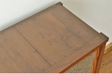 アンティーク家具　貴重な黒柿と前面欅の結霜ガラス収納棚(茶箪笥・アンティーク)