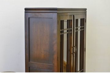 アンティーク家具　アンティーク古い木の格子扉本箱(収納棚・ブックケース)