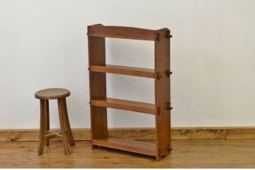 アンティーク家具　素敵なデザイン!古い栓材の象嵌入りアンティーク本棚(書棚・飾り棚)