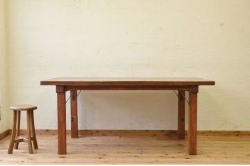 アンティーク家具　重厚!!天板がナラ材の骨太ダイニングテーブル2(作業台)