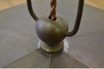 古い銅製ダイヤガラス照明