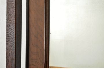 アンティーク　古い呉服店の重厚な欅材と桑材の姿見(衝立て・パーテーション・鏡)