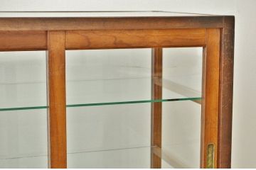アンティーク家具　アンティーク 古い木のシンプルなガラスケース(ショーケース)
