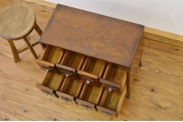 アンティーク家具　アンティーク　鉄脚のカードケース(アイアン、小引き出し、図書館、図書室)