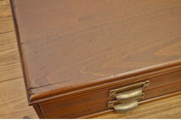 レトロ家具　昭和レトロ　小さな2杯小引き出し(ネームプレート付き)