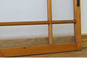 アンティーク　人気のモールガラスとダイヤガラスの引き戸2枚セット(ガラス戸)