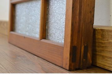 アンティーク　人気のモールガラスとダイヤガラスの引き戸2枚セット(ガラス戸)