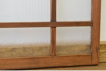 アンティーク　人気のモールガラスとダイヤガラスの引き戸2枚セット(ガラス戸)