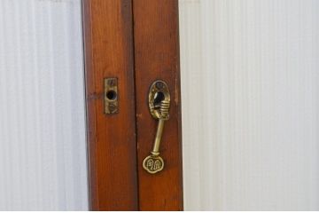 アンティーク　古いモールガラス引き戸2枚セット(ガラス戸)