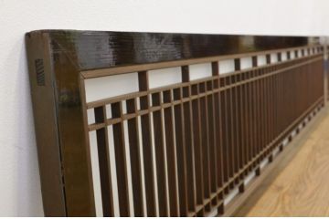 アンティーク　ガラス入り漆枠欄間2枚セット(明り取り)