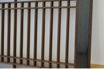 アンティーク　ガラス入り漆枠欄間2枚セット(明り取り)