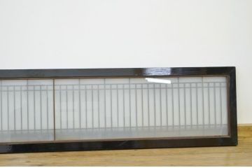 アンティーク　ガラス入り漆枠欄間2枚セット(明り取り)