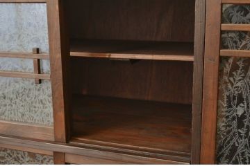 アンティーク家具　アンティーク　結霜ガラスの素敵な下駄箱(収納棚)