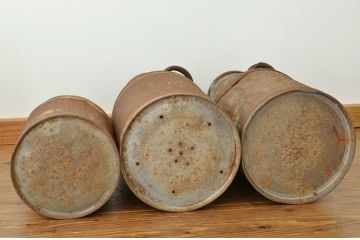アンティーク さびたミルク缶・牛乳缶3個セット昭和レトロ　シャビー