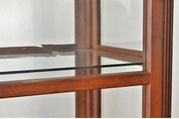 アンティーク家具　人気の縦型!古い木の鉄脚ガラスケース(ショーケース)