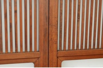 古民具・骨董 腰板欅のガラス入り格子戸4枚セット(引き戸・建具)