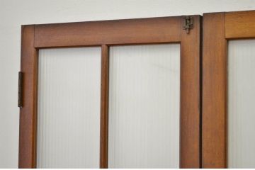 ★アンティーク シックな観音開きの銀モールガラスドア一対(扉・建具)