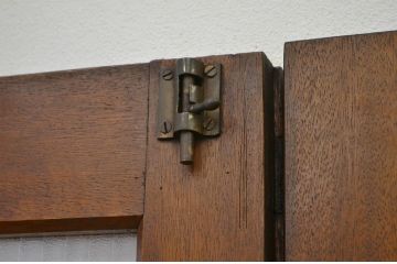 ★アンティーク シックな観音開きの銀モールガラスドア一対(扉・建具)