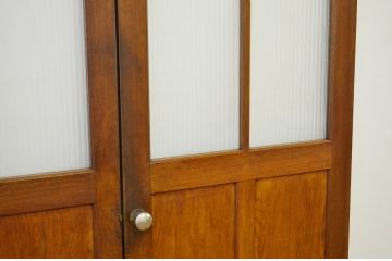 ★アンティーク シックな観音開きの銀モールガラスドア一対(扉・建具)