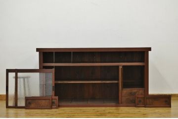 アンティーク家具　古い木の結霜ガラス水屋箪笥サイドボード?