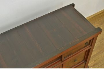 アンティーク家具　古い木の結霜ガラス水屋箪笥サイドボード?
