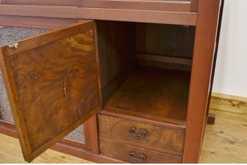アンティーク家具　古い木の結霜ガラス水屋箪笥サイドボード?