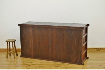 アンティーク家具　古い木の結霜ガラス水屋箪笥サイドボード?