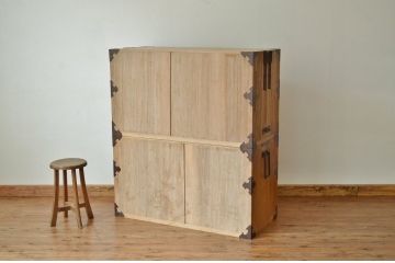 アンティーク家具　古民具・骨董　極上品!見事な金具の最上手総桐二本松箪笥(桐箪笥、桐たんす)
