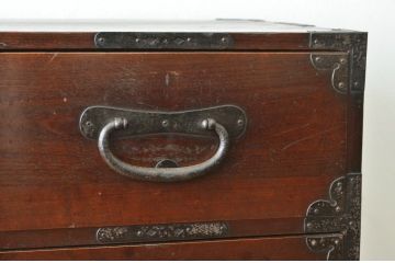 アンティーク家具　アンティーク☆重厚な五丁引き上下重ね時代箪笥(古民具・骨董)