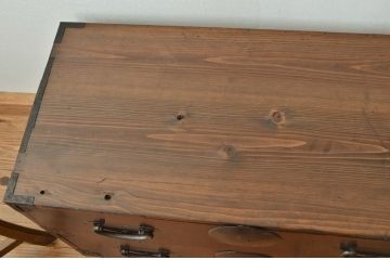 アンティーク家具　アンティーク☆重厚な五丁引き上下重ね時代箪笥(古民具・骨董)