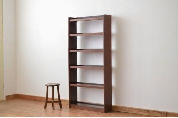 レトロ家具　★昭和レトロ　人気の薄型!無垢材の縦型本棚(飾り棚)